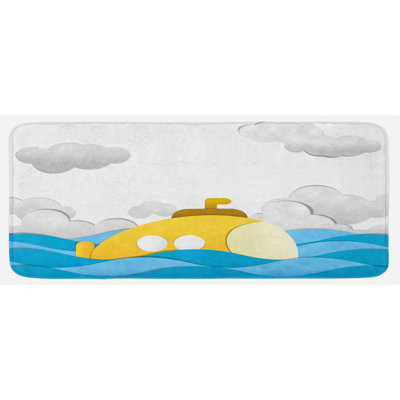 Coastal Solid Color Polyester Kitchen Mat