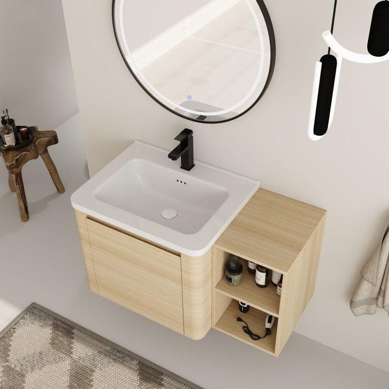 Ensemble de meuble-lavabo simple 36 po avec plateau en céramique Walden, Chêne blanc, 36"