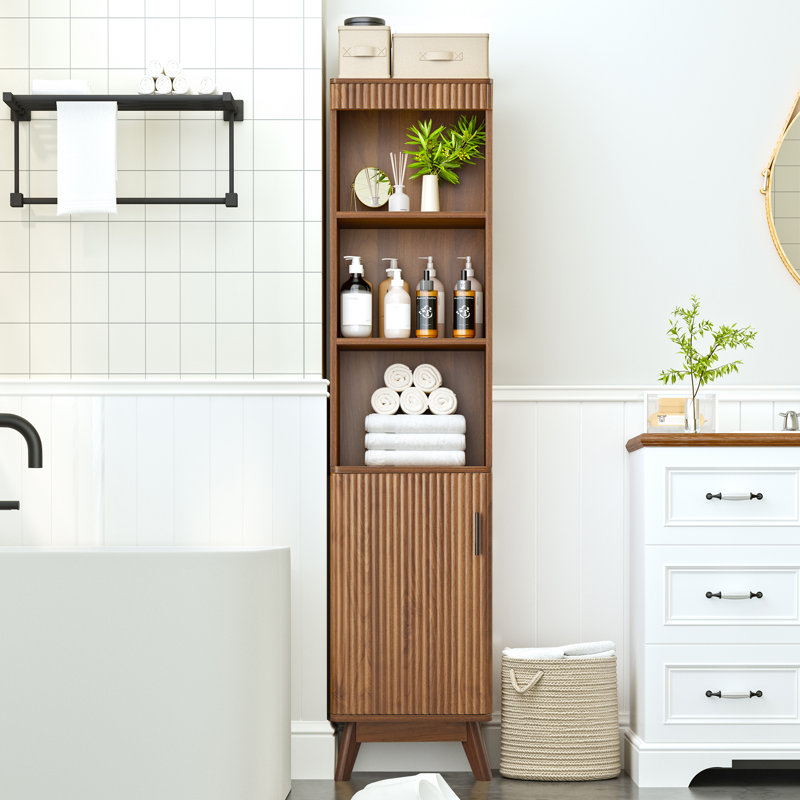 Armoire de salle de bain autoportante 67,7 po Azueta, Noyer