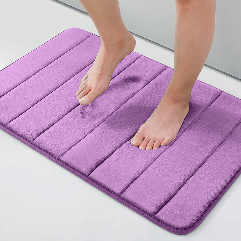 ULTRA SOFT MEMORY FOAM BATH MAT (WATER ABSORBENT, NON-SLIP), Single - 80cm L x 50cm W, Purple