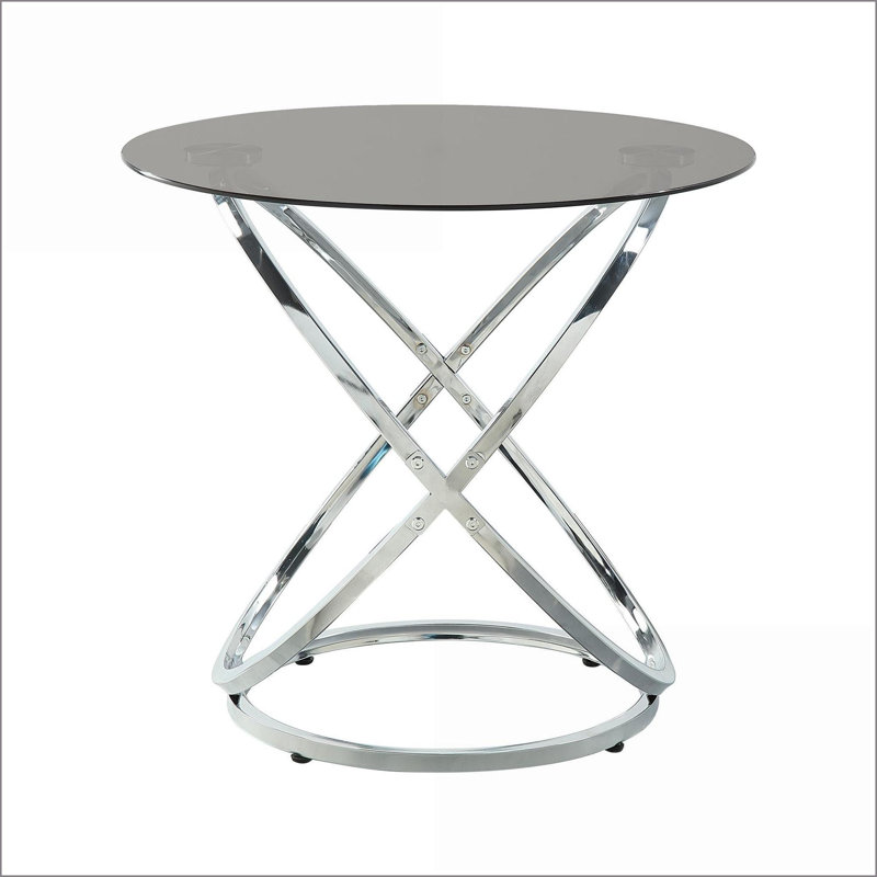 Ensemble de tables basses 3 pièces Modern - Verre trempé noir et base chromée pour le salon, facile à nettoyer
