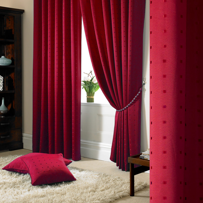 Norush Madison Pencil Pleat Curtains, 229cm Width x 183cm Drop, Red