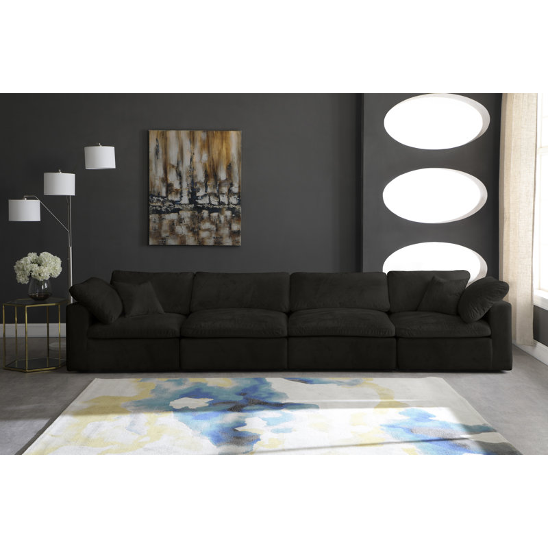 Millersburg 158'' Velvet Sofa, Black Velvet