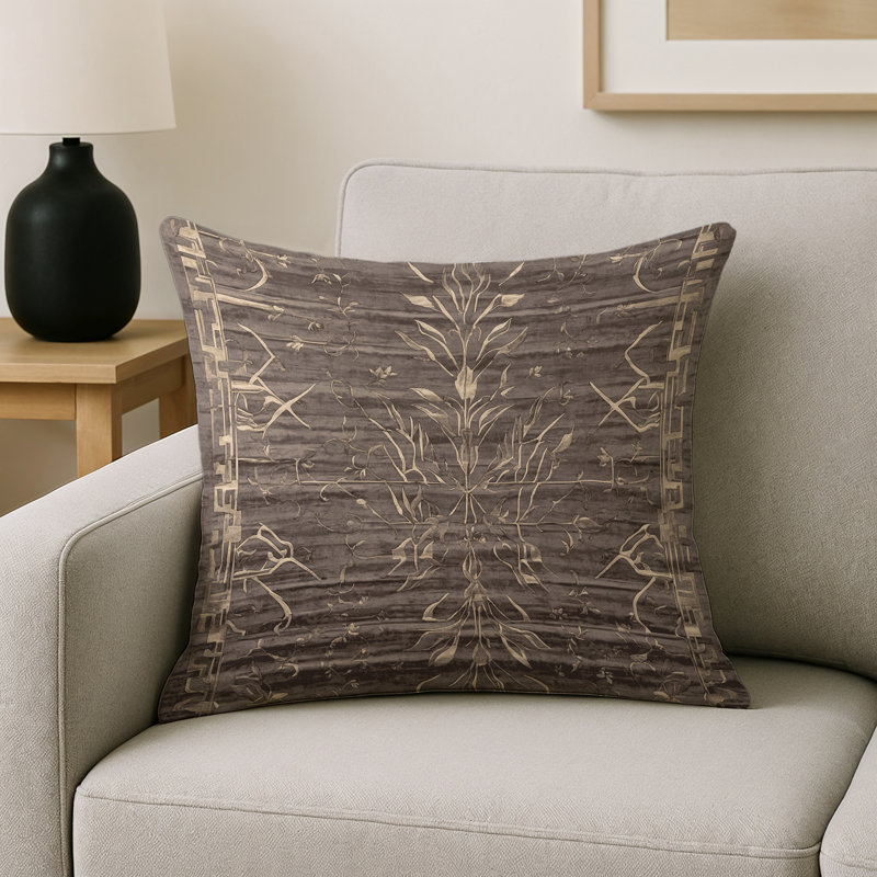 Coussin décoratif intérieur et extérieur Modern, Gris oriental 10, Carré 18 po
