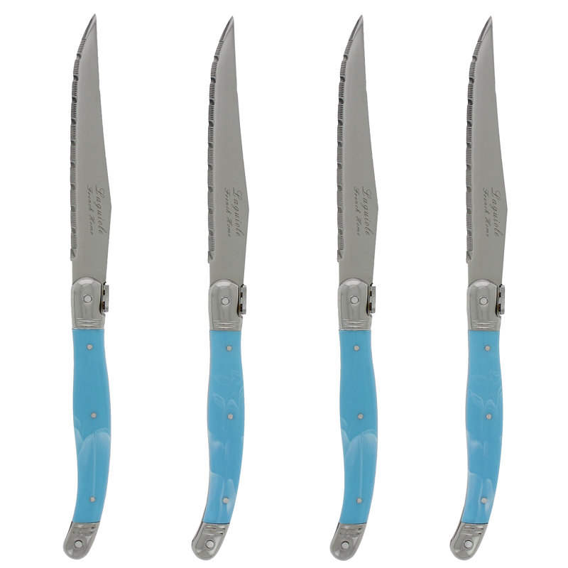 Ensemble de 4 couteaux à steak Laguiole French Home avec fausses poignées turquoise