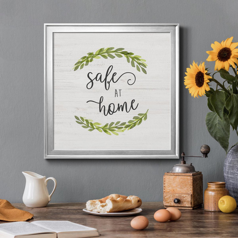 «Safe at Home», art textuel sur toile encadré, Toile argentée, H 34,5 po x l 34,5 po x P 1,5 po