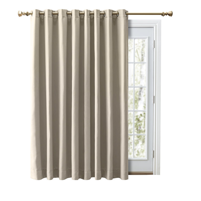 Ardelle Blackout Single Curtain Panel, 112" W x96" L, Putty with Antique Bronze Grommets