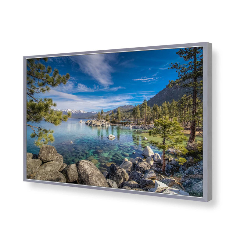 Lac Tahoe - imprimé, H 24 po x l 36 po, Impression encadrée avec passe-partout, Argent