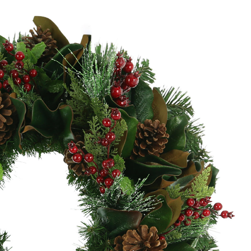 Evergreen Wreath With Berries And Pinecones