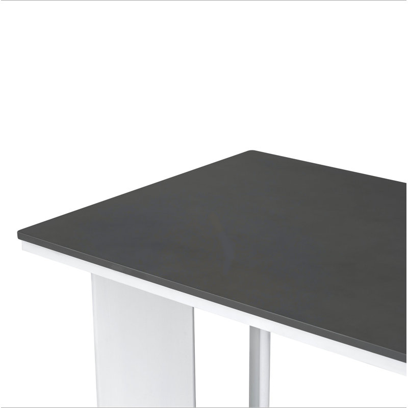 Ensemble de table de salle à manger moderne 7 pièces avec 6 chaises rembourrées, Gris foncé / Blanc