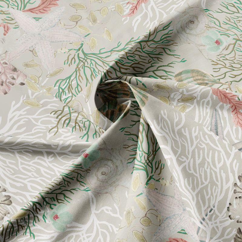 Under The Sea Coral Cotton Duvet Cover Set, King Duvet Cover + 7 Additional Pieces
