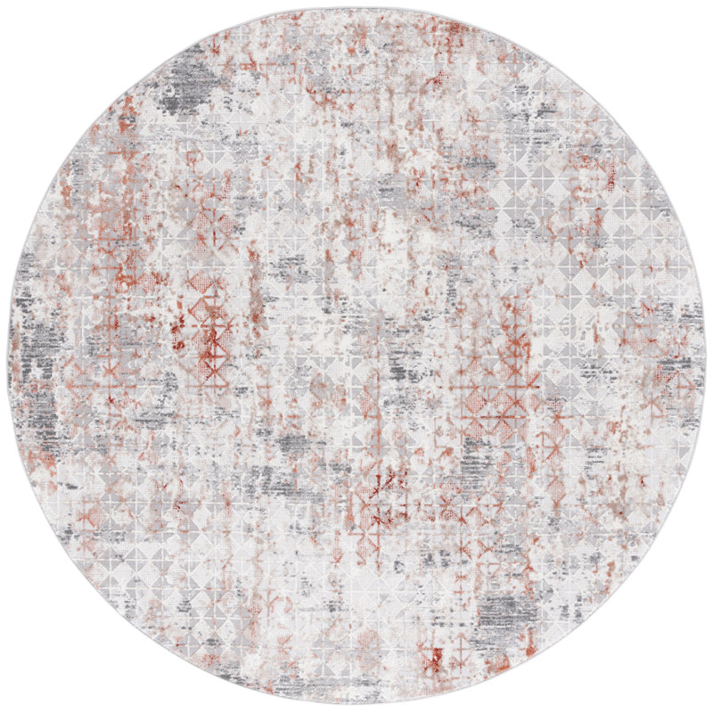 Tapis rouille / gris Vogue 154, Rond 6 pi 7 po