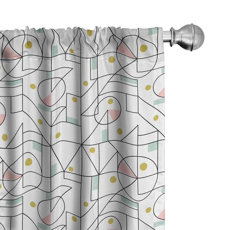 Geometric Semi-Sheer Rod Pocket Curtain Panels, 28" x 84"