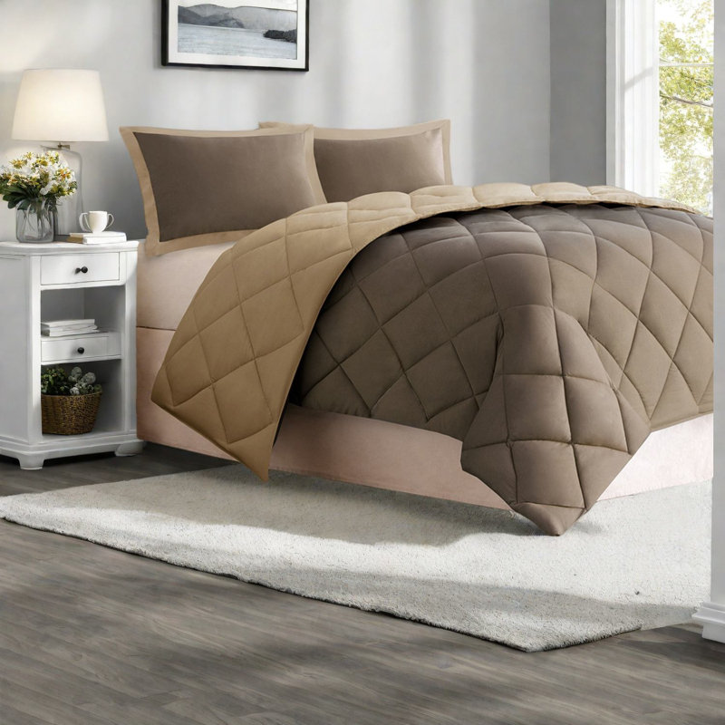 Ensemble de literie réversible pour très grand lit, en polyester hypoallergénique avec matelassage à losanges pour le confort de la maison