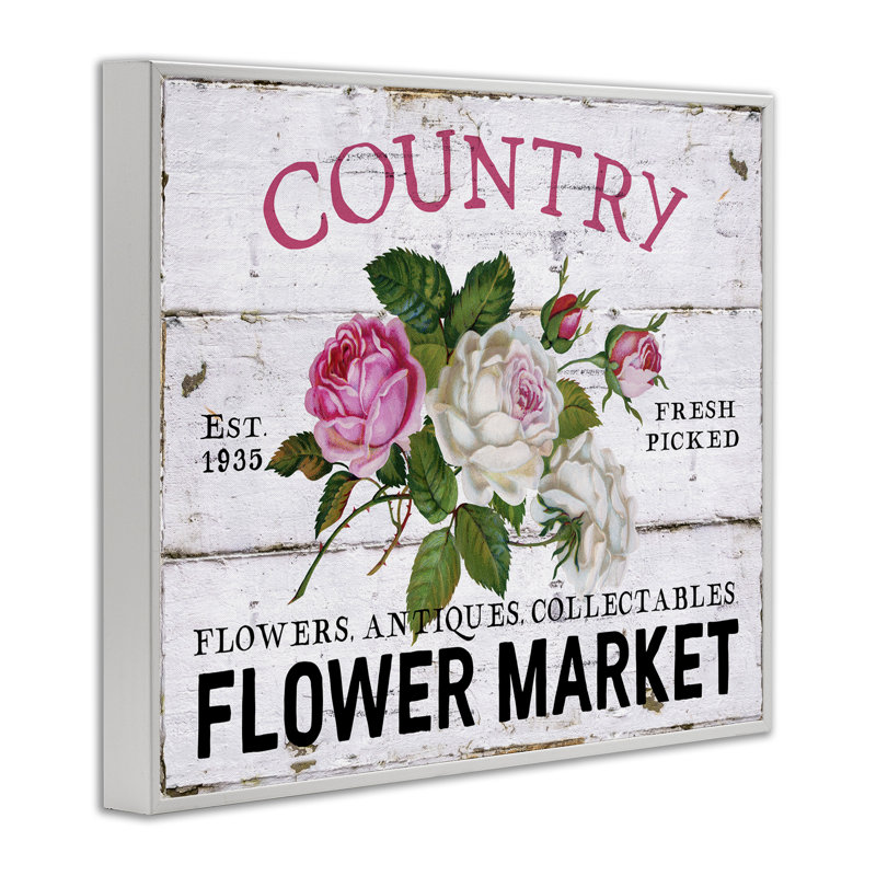 Art de la giclée du marché aux fleurs rose par Creatif Belle, H 11 po x l 14 po, Estampe numérique encadrée blanc bord de mer