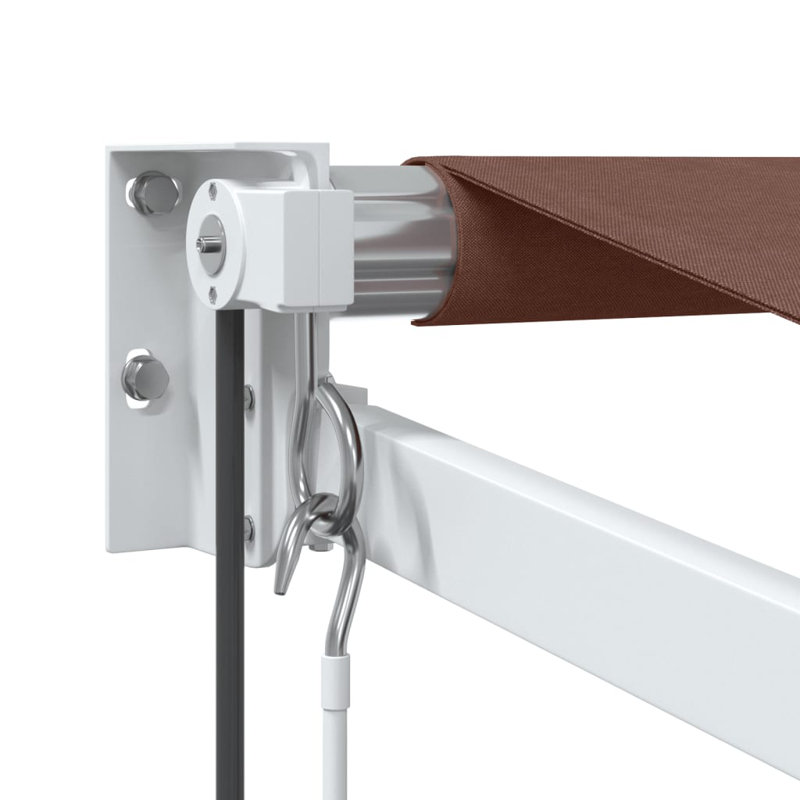 Manual Retractable Awning, 300cm W x 250cm D, Brown/White