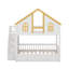 Lit superposé House avec escalier et lit gigogne, structure de lit superposé en bois massif avec rangement-123262636