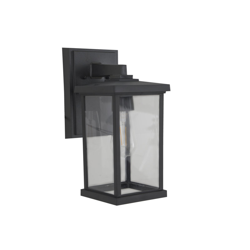 Outdoor Lantern Acrylic Wall Light, 14" H x 6.25" W x 6.25" D, Matte Black