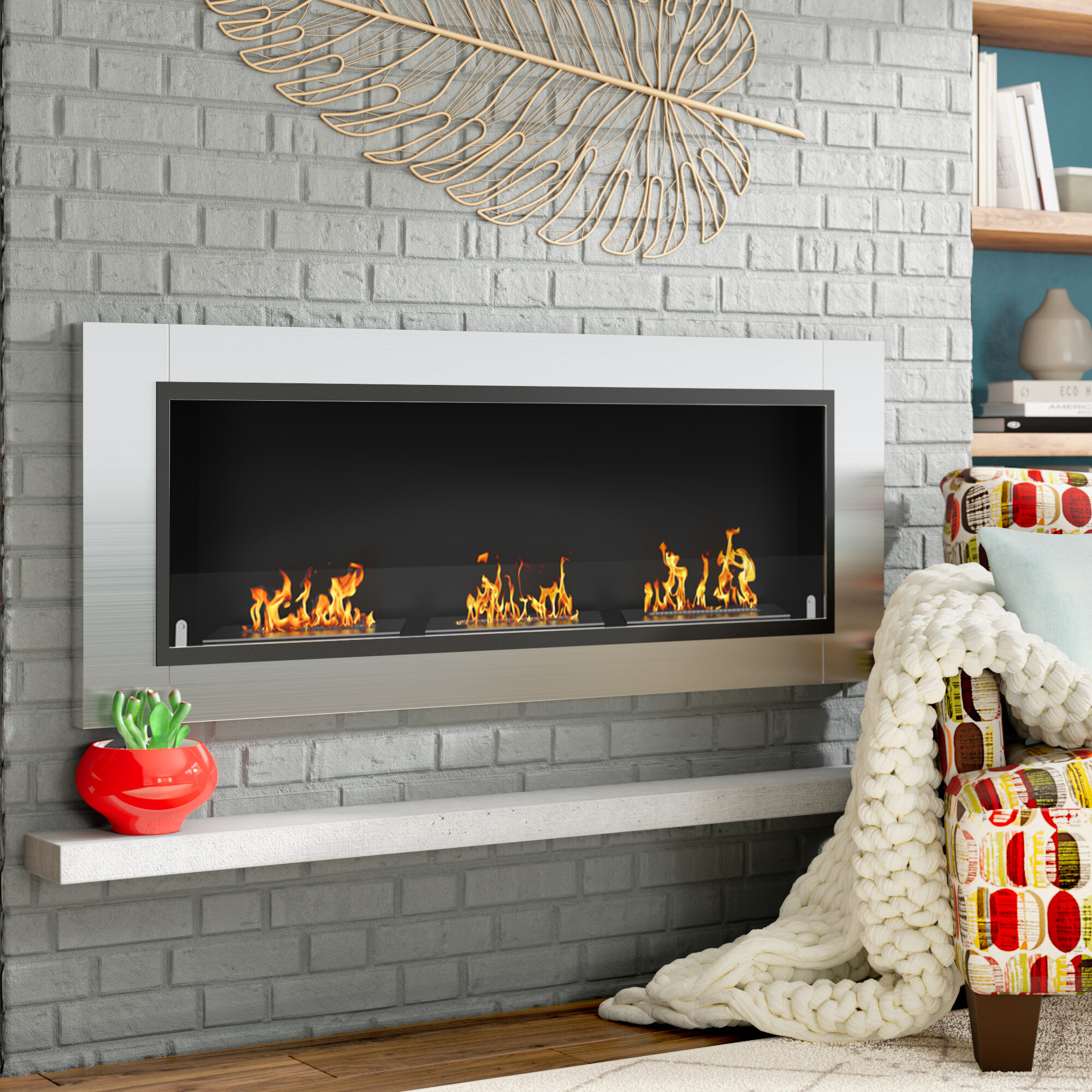 Ethanol Fireplace Insert with Remote Control for Living Room AFIRE