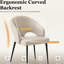 Ensemble de 2 chaises de salle à manger modernes rembourrées, chaises d'appoint blanches en similicuir avec accoudoirs incurvés et pieds en métal noir, assemblage requis