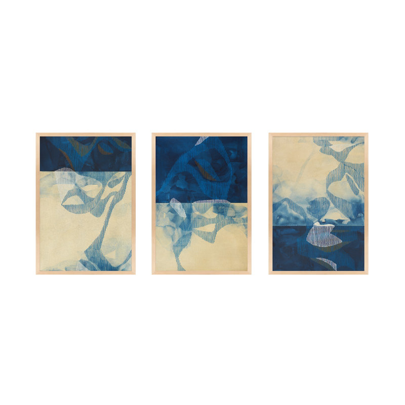 Far North. Set Of 3 Painting by Jacques Pilon, Brown Framed, 20" H x 14" W x 1.25" D