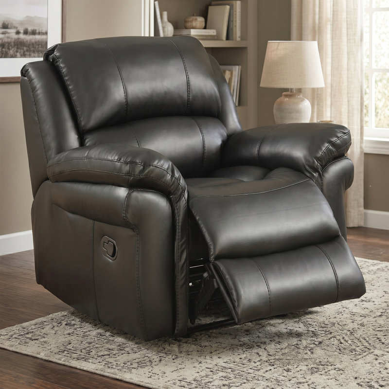 Arles 110cm Wide Standard Recliner, Black, Manual