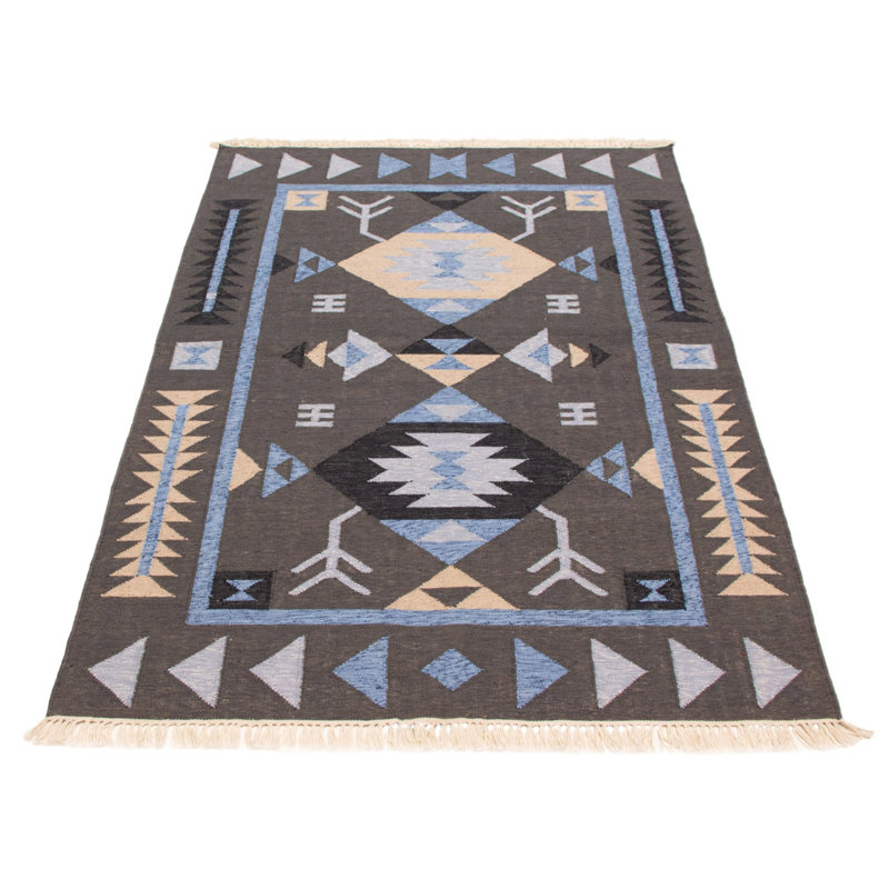 Tapis unique en laine nouvel âge 5 pi 1 po x 8 pi 1 po gris foncé One-of-a-Kind