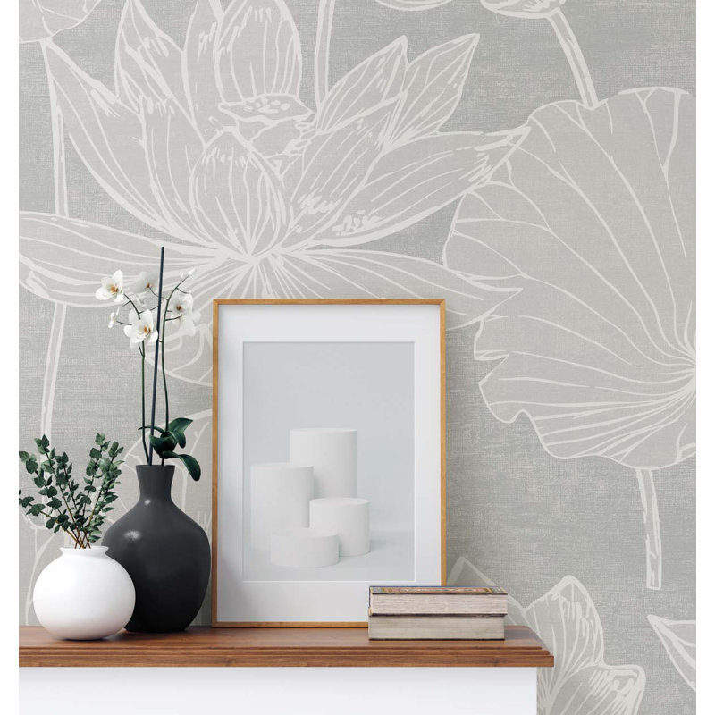Rouleau de papier peint L 33 pi x l 20,9 po Lilies, Ombre