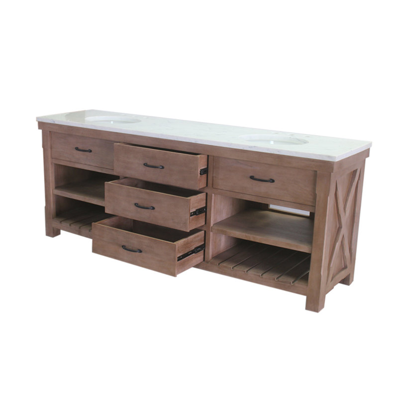 84'' Double Bathroom Vanity with Stone Top