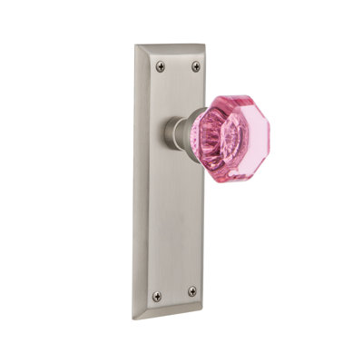Plaque New York avec bouton de porte rose Waldorf