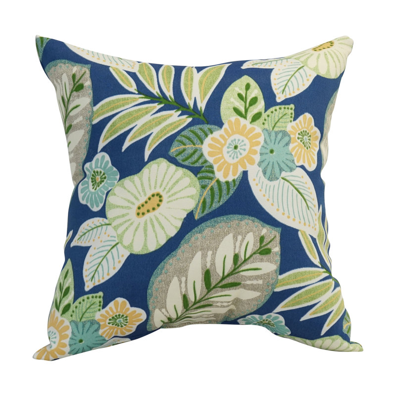 Outdoor Cushion Collection Floral Outdoor Reversible Throw Pillow, Marlow Pool