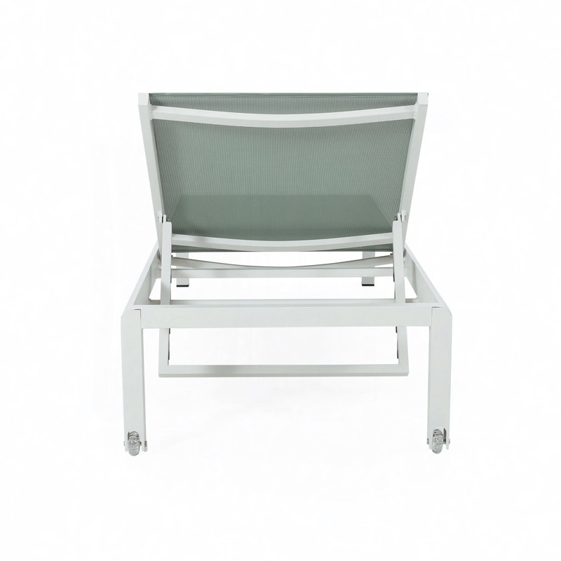 Chaise longue inclinable simple Caggiano, Vert/blanc, 2