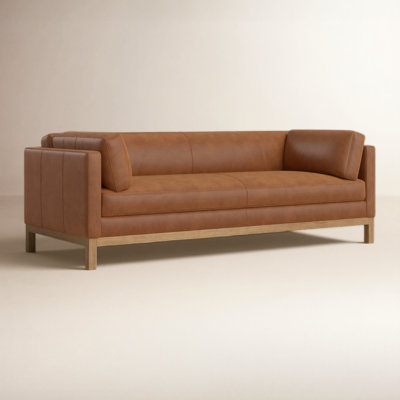 Nels 82'' Genuine Leather Square Arm Sofa