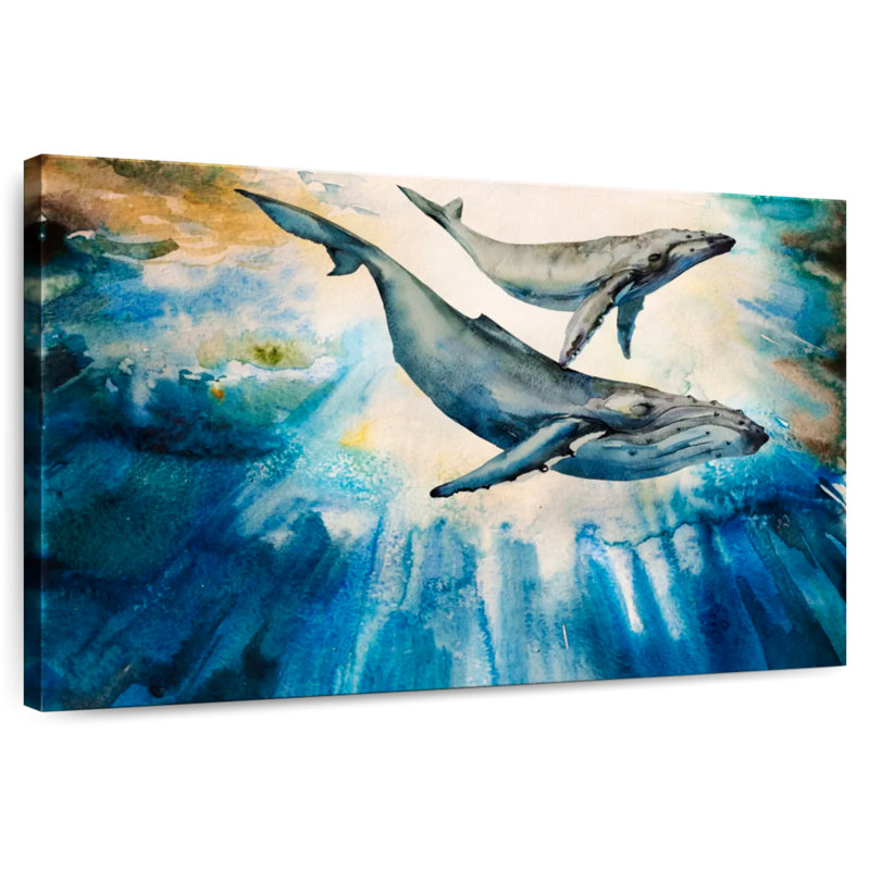 Baleine à bosse et veau Brampt, H 8 po x l 12 po
