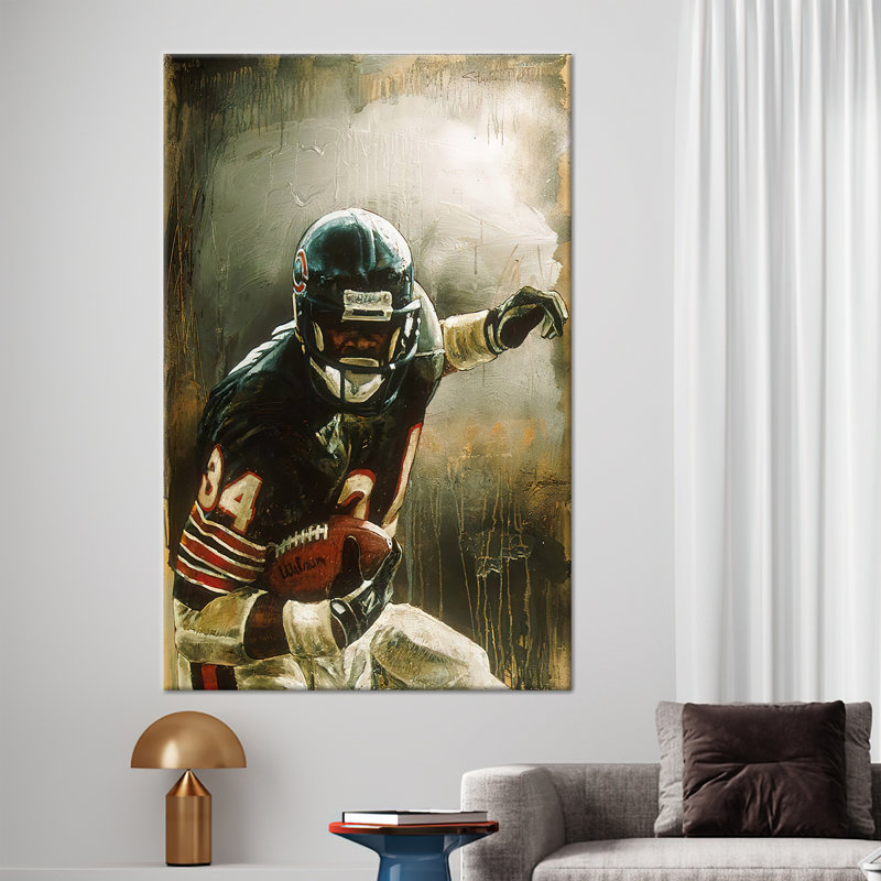 Décoration murale d'art de football américain Walter Payton, H 35 po x l 24 po, Toile tendue, Ne s’applique pas