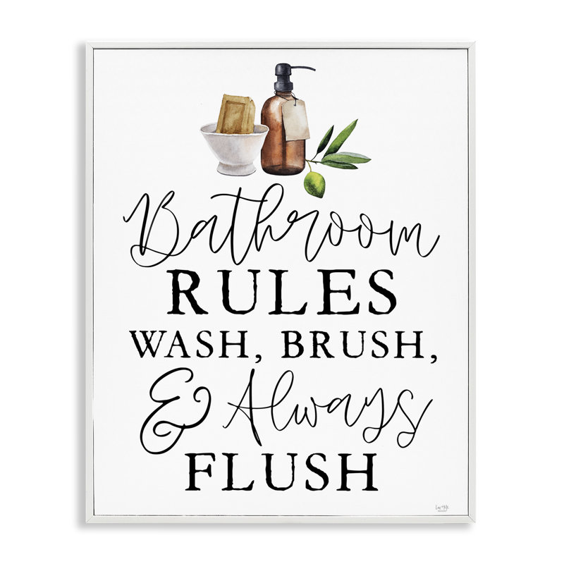 Giclée encadrée Wash Brush & Always Flush, design par Lux + Me Designs, H 14 po x l 11 po, Giclée encadrée blanc bord de mer