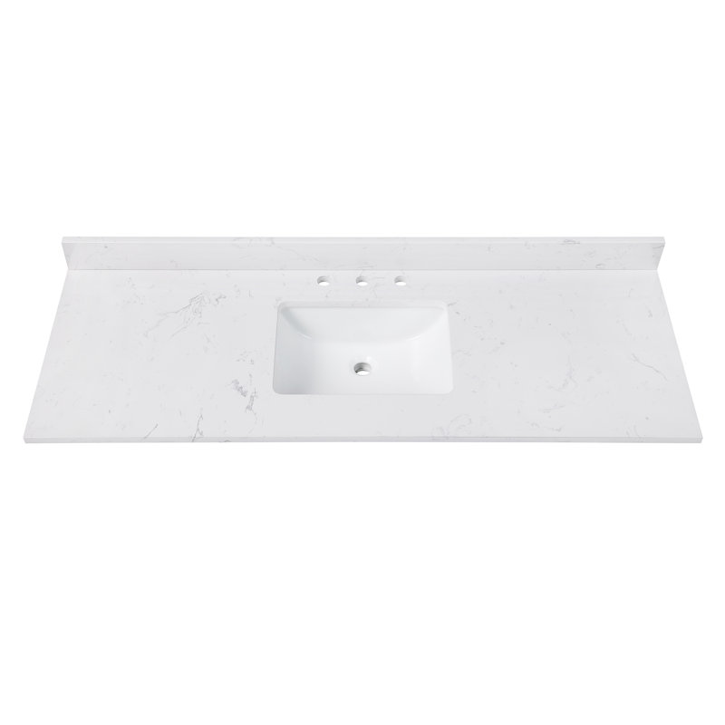 Cala 61'' Stone Double Bathroom Vanity Top with Sink