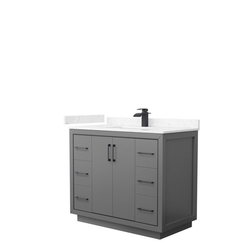 Icon 42'' W Single Vanity, Carrara, Dark Blue, Brushed Nickel