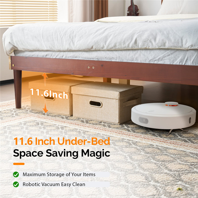 Base de lit en bois de luxe avec tête de lit tapissier à DEL, station de charge, Double