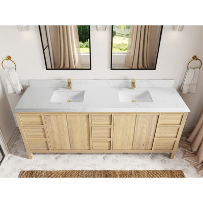 Chêne blanc Elizabeth X P 22 po Meuble-lavabo double en D blanc