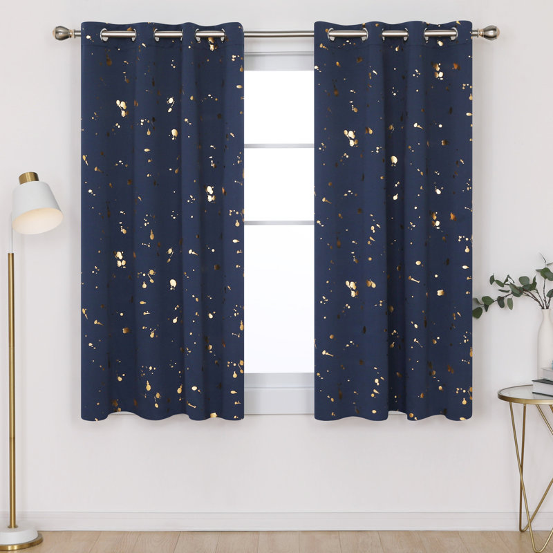Paire de rideaux Girlie, L 52 po x L 54 po, Bleu marine