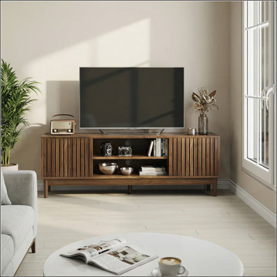 Meuble télé Mid-Century moderne 55 po, centre de divertissement avec rangement pour téléviseurs de 55/65 po