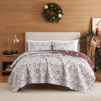 Literie réversible surdimensionnée « Joyeuses Fêtes » de Southshore Fine Linens, en microfibre doublement brossée 100 g/m², comprenant une couette et deux taies d’oreiller King (taille King/California King).