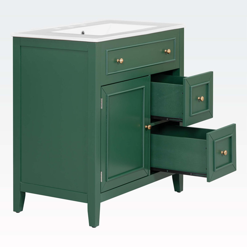 Meuble-lavabo 30 po avec comptoir d'évier, Vert