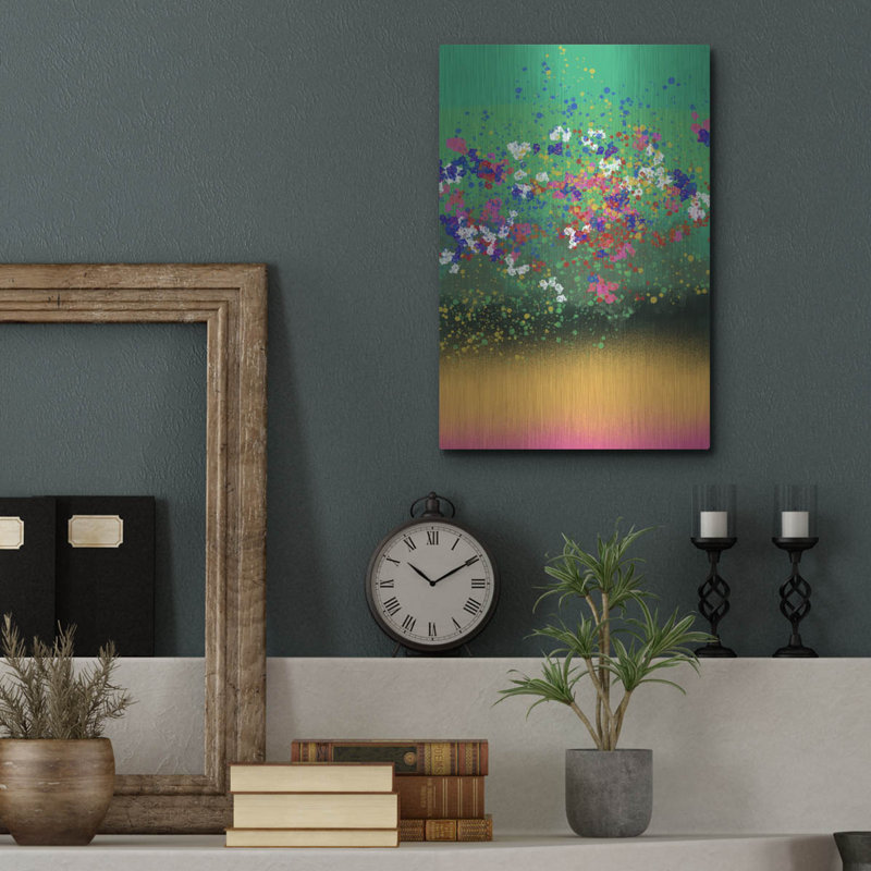 Art mural en métal de luxe «Windflowers» par Cesare Bellassai, 12 po x 16 po, H 16 po x l 12 po