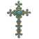Polyresin Ornate Silver Cross with Turquoise Pendant Accent Hanging Wall Cross Décor