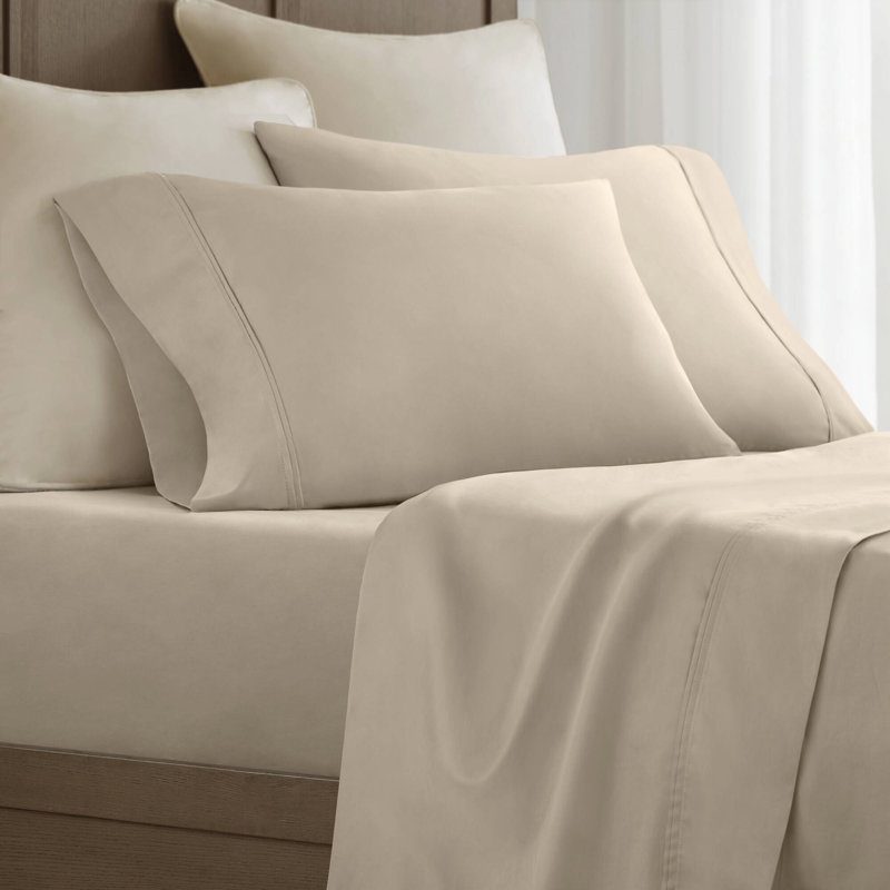 4 Pieces Sateen Sheet Set, King Sheet Set with 2 Pillowcases, Linen