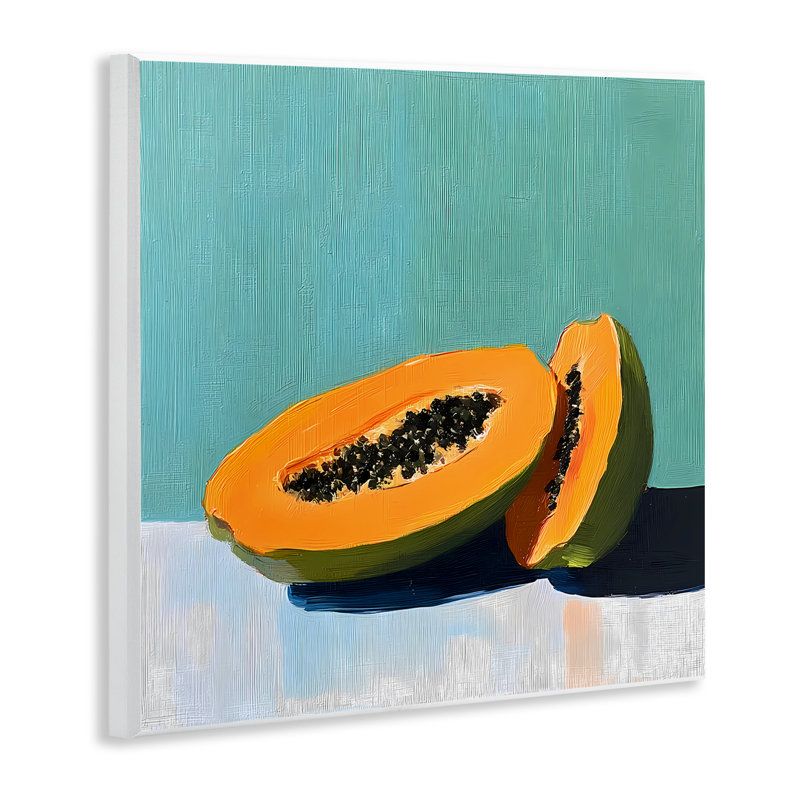 Paire de papayes sur plaque murale bleue, design par Walker Noble