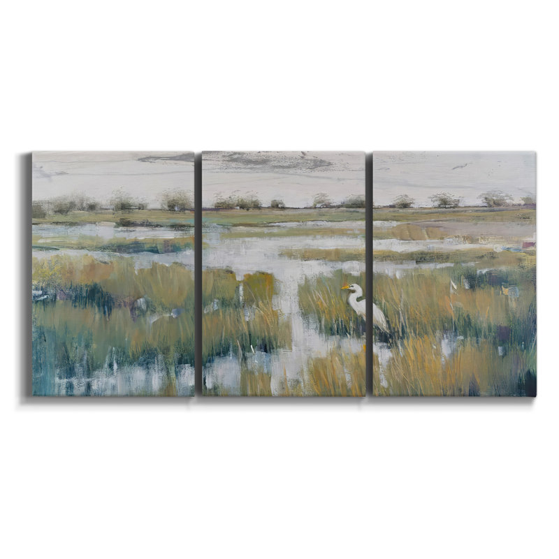 «Feathered Friend II» sur toile, reproduction de 3 pièces, H 60 po x l 120 po x P 2 po
