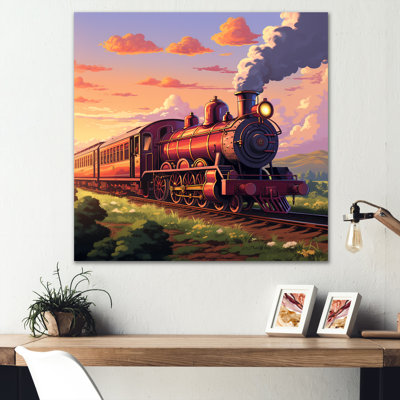 «Sunset Train Voyage In Usa I» - art mural train